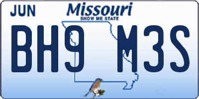 MO license plate BH9M3S