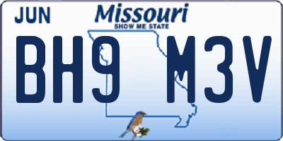 MO license plate BH9M3V