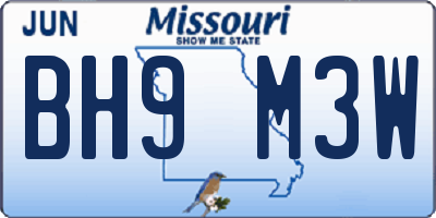 MO license plate BH9M3W