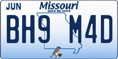 MO license plate BH9M4D