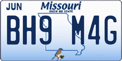 MO license plate BH9M4G