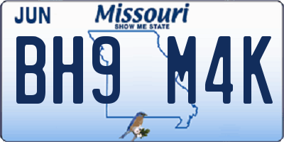MO license plate BH9M4K