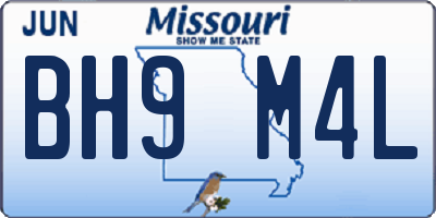 MO license plate BH9M4L