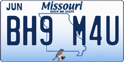 MO license plate BH9M4U