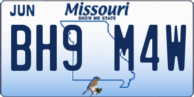 MO license plate BH9M4W