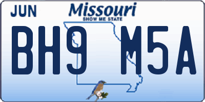 MO license plate BH9M5A
