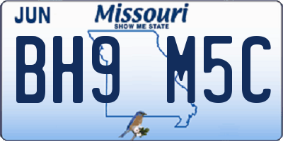 MO license plate BH9M5C