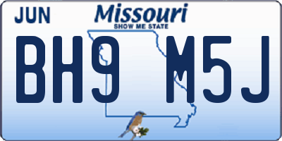MO license plate BH9M5J