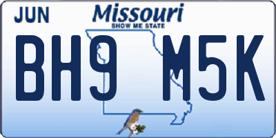 MO license plate BH9M5K