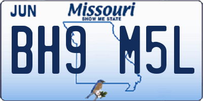 MO license plate BH9M5L