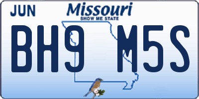MO license plate BH9M5S