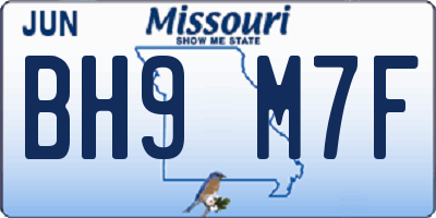 MO license plate BH9M7F
