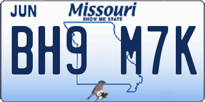 MO license plate BH9M7K