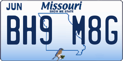 MO license plate BH9M8G