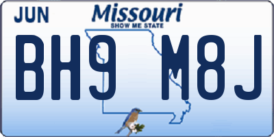 MO license plate BH9M8J