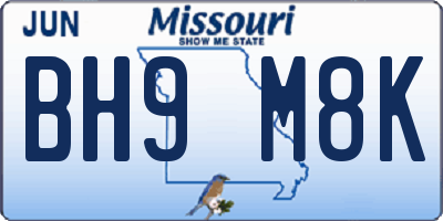 MO license plate BH9M8K