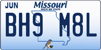 MO license plate BH9M8L