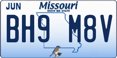 MO license plate BH9M8V