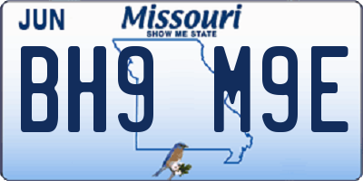 MO license plate BH9M9E