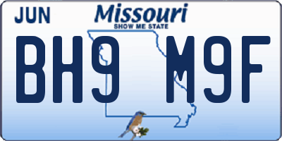 MO license plate BH9M9F