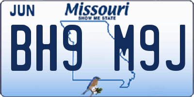 MO license plate BH9M9J