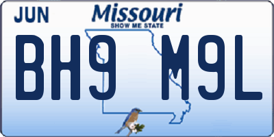 MO license plate BH9M9L