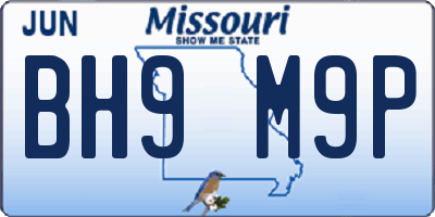 MO license plate BH9M9P