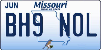 MO license plate BH9N0L