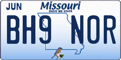 MO license plate BH9N0R