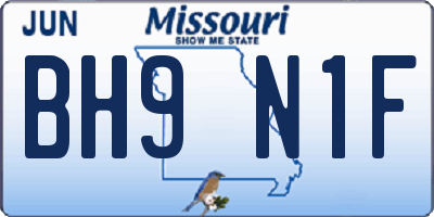 MO license plate BH9N1F