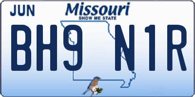 MO license plate BH9N1R