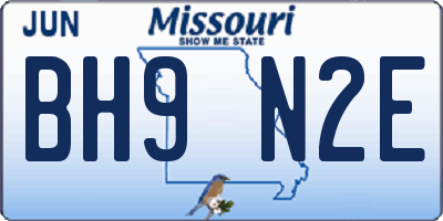 MO license plate BH9N2E