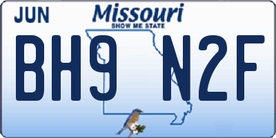 MO license plate BH9N2F