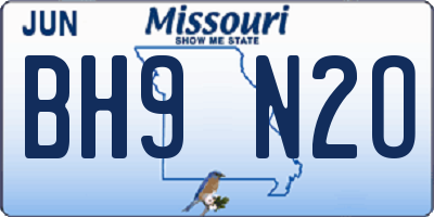 MO license plate BH9N2O