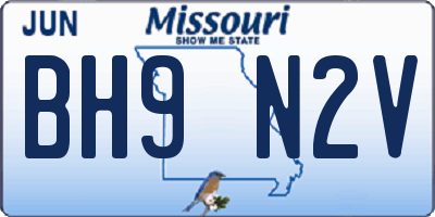 MO license plate BH9N2V