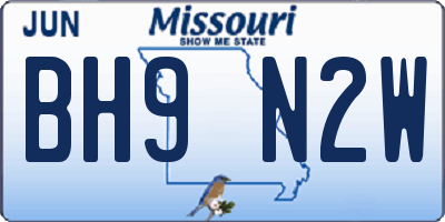 MO license plate BH9N2W