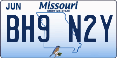 MO license plate BH9N2Y