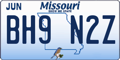 MO license plate BH9N2Z