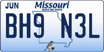 MO license plate BH9N3L