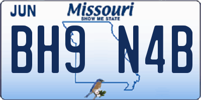 MO license plate BH9N4B