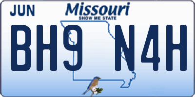 MO license plate BH9N4H