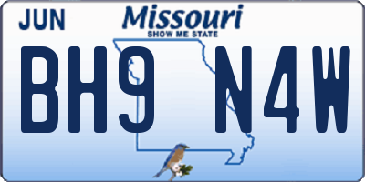 MO license plate BH9N4W