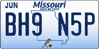 MO license plate BH9N5P