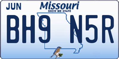 MO license plate BH9N5R