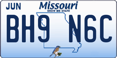 MO license plate BH9N6C