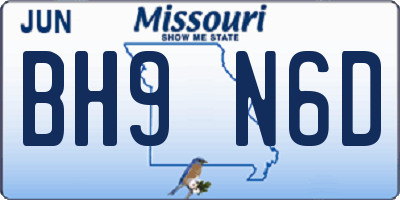 MO license plate BH9N6D