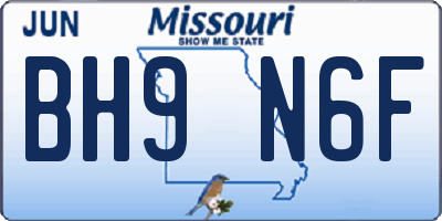 MO license plate BH9N6F