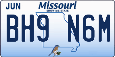 MO license plate BH9N6M