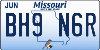 MO license plate BH9N6R