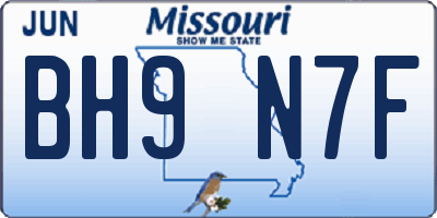 MO license plate BH9N7F